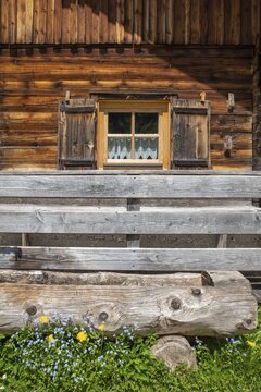 Alpine hut detail, Eng-Alm, Karwendel mountains, Tyrol, Austria