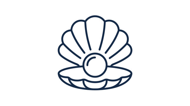 Open sea shell containing a round pearl icon