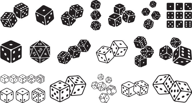Dice Icon Set and Polyhedral Gaming Dice Collection