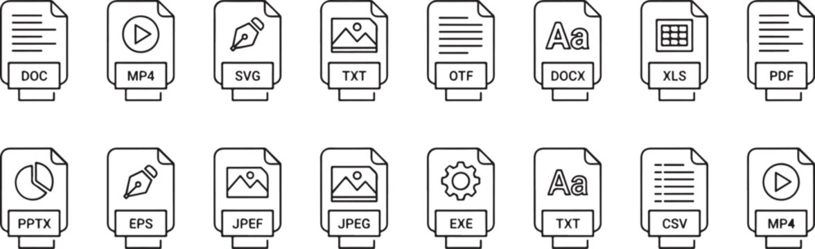 Document File Format Icon Set Collection
