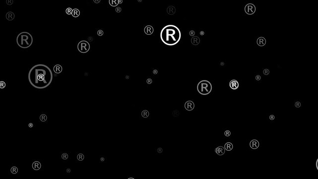 Animated White Registered Trademark Symbol Pattern Branding Background 4K Seamless Loop