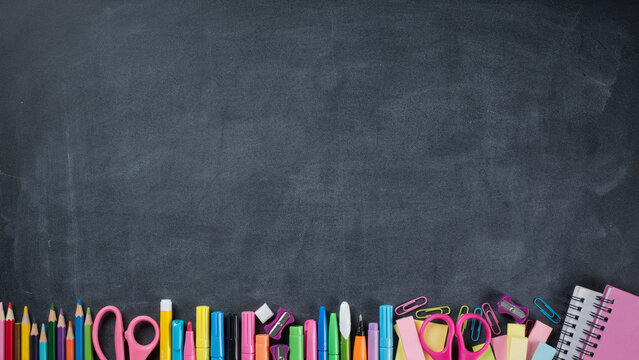 Empty chalkboard texture background for classroom presentation and educational content design