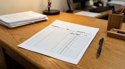 Obraz premium Developmental milestone tracking form used in a paediatric longitudinal research study on a research coordinator desk – Medical Laboratory Stock Photo, No People