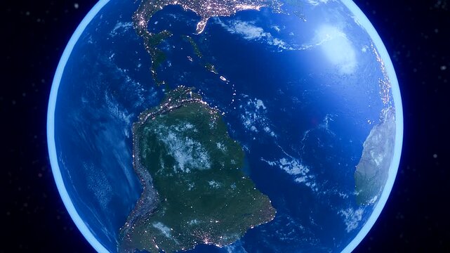 3D Rotating Earth Globe Iberian Peninsula, Europe, and Africa - Widescreen 169 Continental Geopolitical Animation