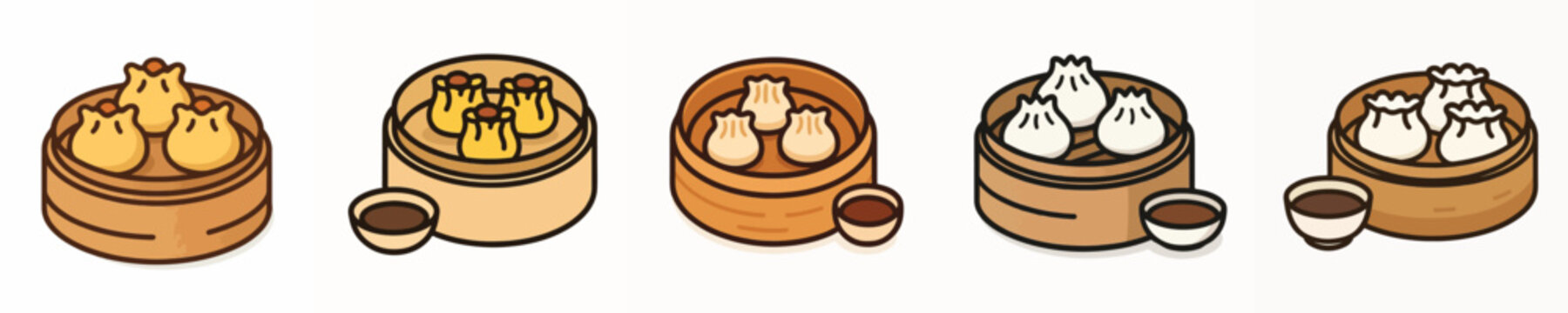 Set of delicious dim sum dish vectors