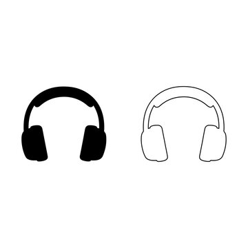 Headphone black icon vector illustration outline