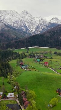 Beautiful mountain landscape in spring, forest and rocks. Zakopane, Poland