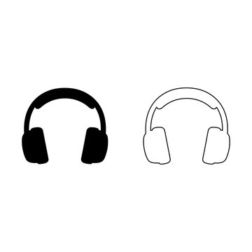 Headphone black icon vector illustration outline