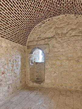 A view from the 15th-century Qaitbay Fort in Alexandria, Egypt. It was built from stones remaining from the Lighthouse of Alexandria, one of the wonders of the ancient world.