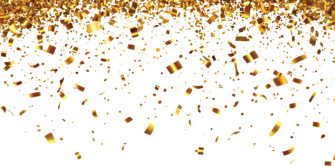 Shiny gold confetti falling down for celebration and party events with bright metallic paper pieces effect © mahedi
