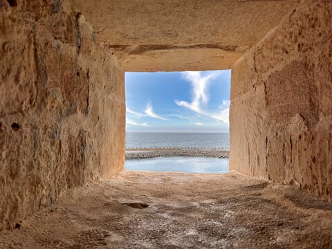 A view from the 15th-century Qaitbay Fort in Alexandria, Egypt. It was built from stones remaining from the Lighthouse of Alexandria, one of the wonders of the ancient world.