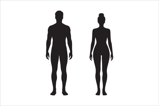 Black silhouettes of man and woman standing