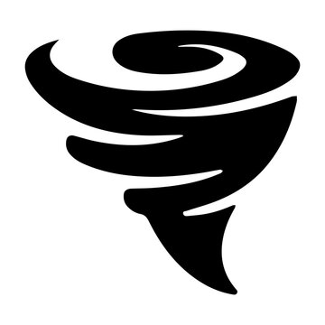 Abstract tornado cyclone icon silhouette with hurricane spinning disaster meteorology atmospheric destructive rotation whirlpool minimalist illustration isolated backdrop