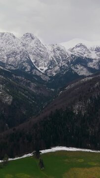 Beautiful mountain landscape in spring, forest and rocks. Zakopane, Poland
