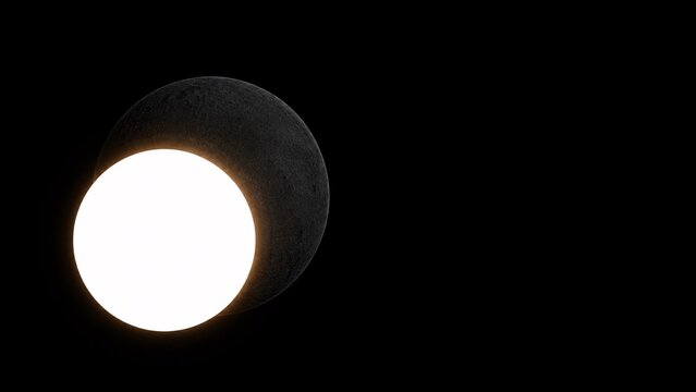 Abstract partial solar eclipse phenomenon against a dark background