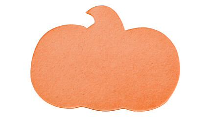 Fototapeta premium Orange felt pumpkin cutout isolated on transparent background for seasonal craft projects as PNG file