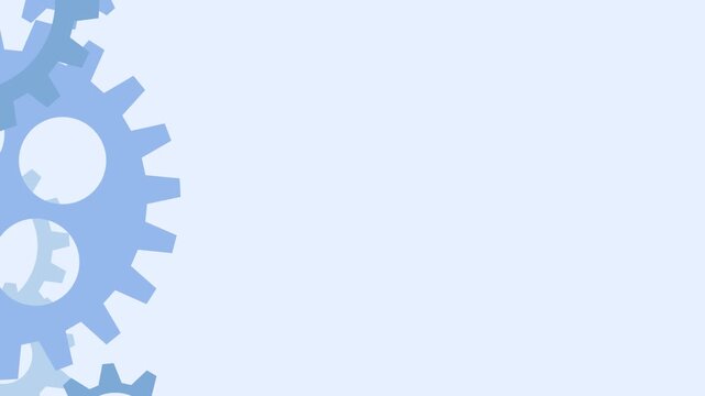 Blue Side Gear Border Frame 2D Vector Motion Graphics Loop with Right Copy Space