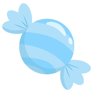 Cute Cyan Blue Pastel Striped Candy Vector