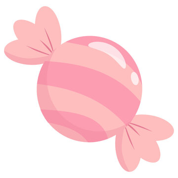 Cute Pink Pastel Striped Candy Vector Illustration
