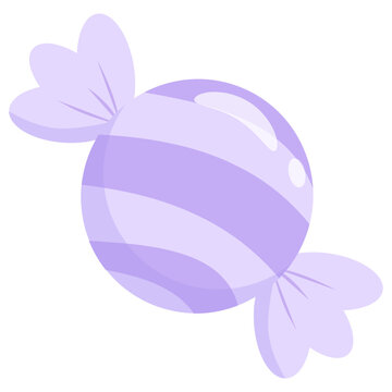 Cute Purple Pastel Striped Candy Vector Illustration