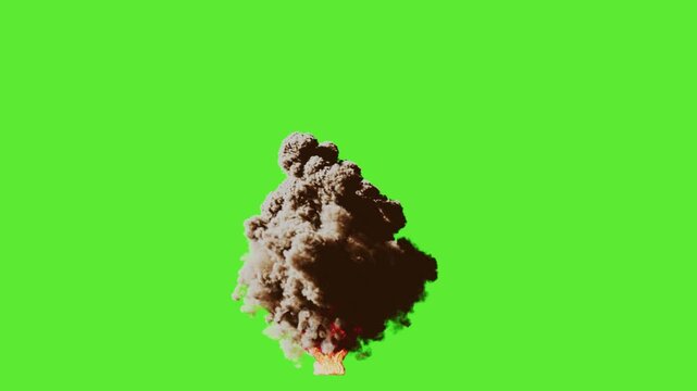 Volcanic Eruption on Green Screen, CG Animation, 4K