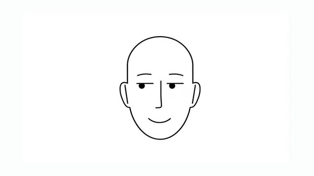Minimalist Line Drawing of a Smiling Human Face in a Simple Graphic Style