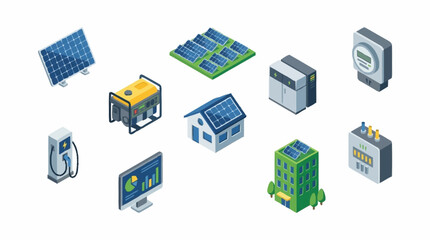 Fototapeta premium Collection of renewable energy and technology icons.