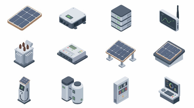 Isometric Technology Devices and Industrial Equipment Collection.