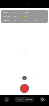 Mobile phone camera rec overlay mockup isolated on transparent bg. Recorder cam display. Video or photo recording screen. Viewfinder Layout template. Vector png