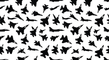 Military Fighter Jets Silhouette Aviation Camouflage Seamless Pattern © Khalilrajput