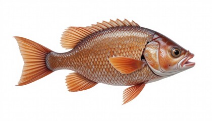 Fototapeta premium Illustration of an orange fish with detailed scales and fins, shown in side view, AI generated