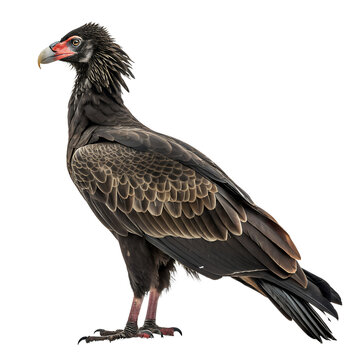 Full body profile of a vulture isolated on a white background