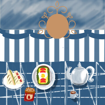 template illustration for brunch parties and tea