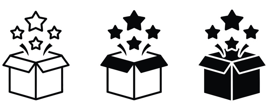 Open gift box icon with present symbol representing surprise, celebration and special occasions, vector design
