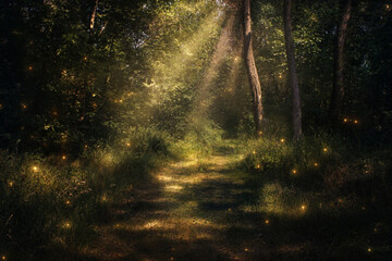 Obraz premium a fairytale forest path leading somewhere