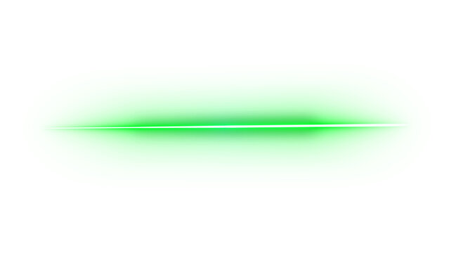 Green Glowing Laser Beam Isolated on Black Background. Futuristic Neon Energy Light Effect