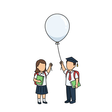 Scientific vector illustration of a weather balloon launch, featuring a large white meteorological balloon ascending into the sky with scientific instruments and sensor payload attached.