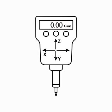 Digital gauss meter with three axis measurement display.