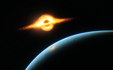 Black hole and a planet © Ika
