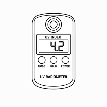 Digital UV Radiometer Displaying UV Index Measurement.