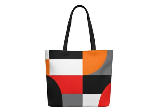 Modern cotton tote bag with a colorful geometric pattern design for daily shopping and travel