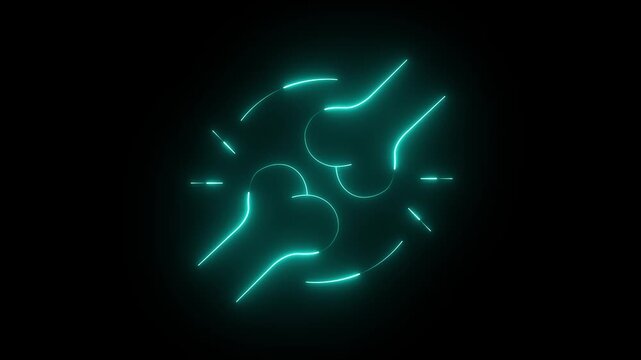 Joint pain, arthritis line icon. Motion graphics of neon line joint pain icon