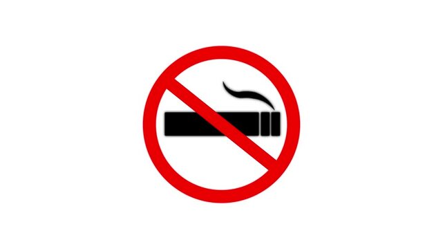 No smoking sign animation. No Smoking Sign Symbol with Cigarette Icon and Prohibition Red Cross Sign. Clear prohibition sign warns against smoking, promoting healthy environments and public spaces
