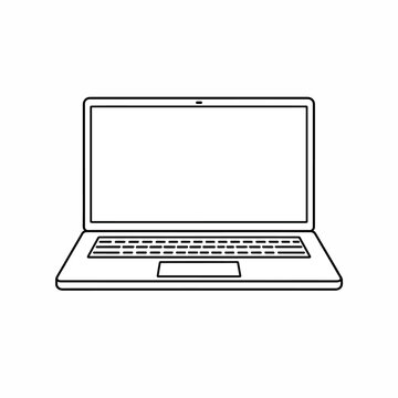 Minimalist black and white laptop illustration vector.