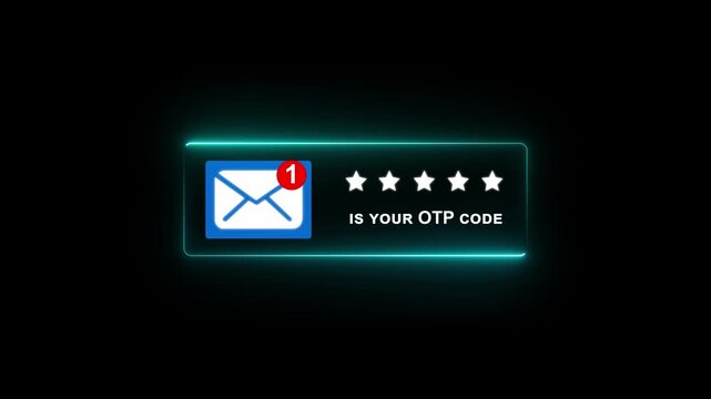 Secure your online account with a quick OTP code verification on your mobile device on a black background. Motion graphics of message otp input concept