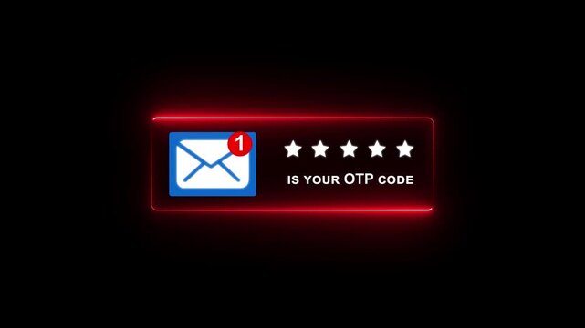 Secure your online account with a quick OTP code verification on your mobile device on a black background. Motion graphics of message otp input concept
