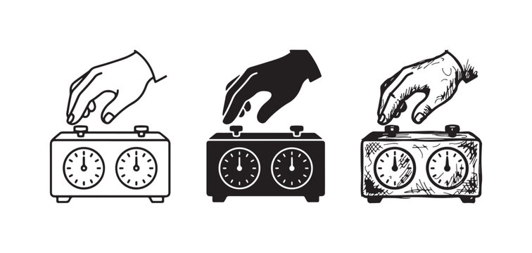 Hand ready to press a chess clock button