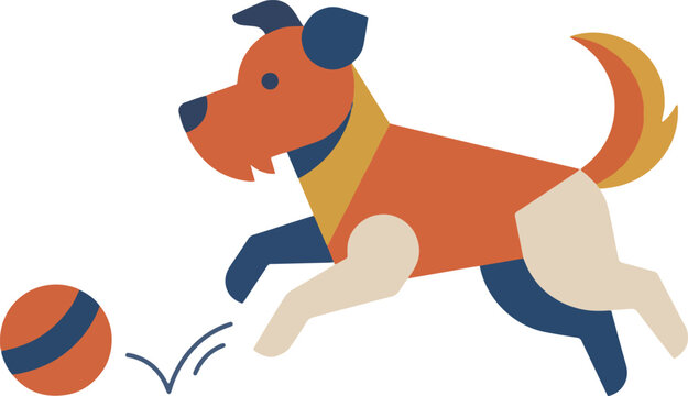 dog playing with orange ball.