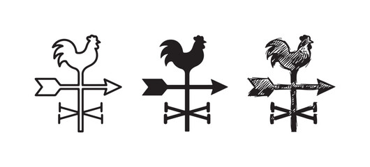 Rooster Weather Vane Icon Set © KirST