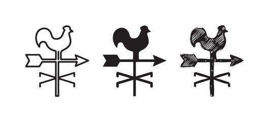 Rooster Weather Vane Icon Set © KirST